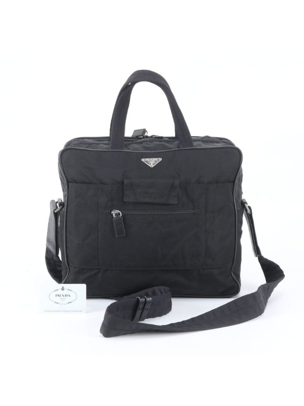 Prada Tessuto Nylon Leather 2-Way Business Bag Crossbody Shoulder